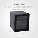 16 Bottles Wine Cooler, KUPPET Thermoelectric Freestanding Chiller-Counter Top Red/White Wine, Beer and Champagne Wine Cellar-Digital Temperature Display-Double-layer Glass Door-Quiet Operation