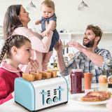 4-Slice Toaster, CUSINAID 4 Wide Slots Stainless Steel Toasters with Reheat Defrost Cancel Function, 7-Shade Setting, Blue