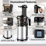 Aobosi Slow Masticating Juicer Extractor Compact Cold Press Juicer Machine with Portable Handle/Quiet Motor/Reverse Function/Juice Jug and Clean Brush for High Nutrient Fruit & Vegetable Juice