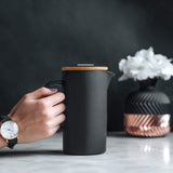 Ceramic French Press Coffee Maker/Coffee Plunger/Coffee Press (24 oz.) with Grounds Canister | Non-Porous Stoneware | Complimentary Measuring & Stirring Spoons