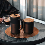 Ceramic French Press Coffee Maker/Coffee Plunger/Coffee Press (24 oz.) with Grounds Canister | Non-Porous Stoneware | Complimentary Measuring & Stirring Spoons
