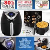 Deco Chef XL 3.7 QT Digital Air Fryer With 7 Smart Programs LCD Touch Screen Oil-Less Non-Stick Coated Countertop Healthy Kitchen Safe Frying Station