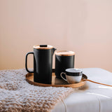 Ceramic French Press Coffee Maker/Coffee Plunger/Coffee Press (24 oz.) with Grounds Canister | Non-Porous Stoneware | Complimentary Measuring & Stirring Spoons