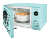 Nostalgia RMO4AQ Retro Large 0.9 cu ft, 800-Watt Countertop Microwave Oven, 12 Pre-Programmed Cookin Digital Clock, Easy Clean Interior, Aqua,