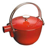 Staub 1650006 Cast Iron Round Tea Kettle, 1-quart, Cherry