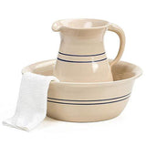 Heritage Blue Stripe Wash Bowl Basin and Pitcher Set