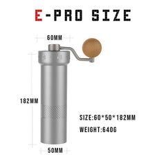 1Zpresso Manual Coffee Grinder E-PRO Series with Adjustable Stainless Steel Burr, Consistency Grinding, Best for Travel&Camping, French Press Coarse to Espresso Fine Grind