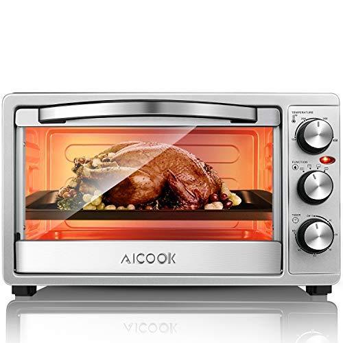 Toaster Oven 6 Slice Oven Toaster SpeedBaking, for Toast/Bake/Broil Function with 4 Heating Elements Intuitive Easy-Reach Toaster Oven Broiler, Stainless Steel Toaster Oven