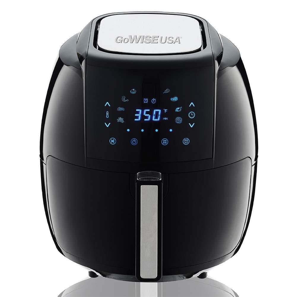 GoWISE USA 1700-Watt 5.8-QT 8-in-1 Digital Air Fryer and 50 Recipes for your Air Fryer Book (Black)