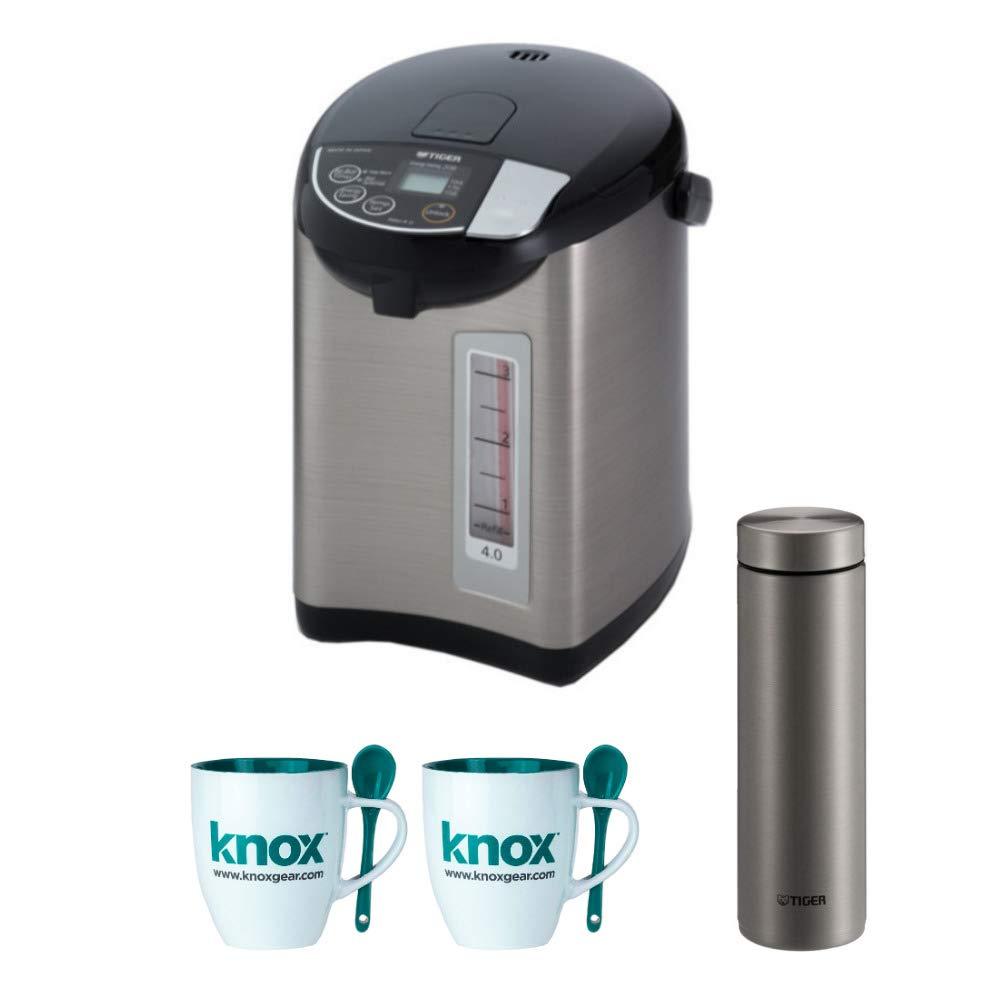 Tiger PDU-A40U-K Electric Water Boiler and Warmer, Stainless Black, 4.0-Liter Includes Travel Mug and 2 Mugs