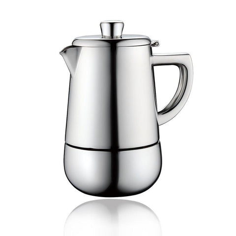 Minos Moka Pot Espresso Maker - 6 cups - 10 fl oz - Stainless Steel And Heatproof Handle - Suitable for Gas, Electric And Ceramic Stovetops