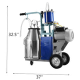 Happybuy Electric Milking Machine 1440 RPM 10-12 Cows per Hour Milking Machine 0.55 KW Milking Machine Single with 25L 304 Stainless Steel Bucket Milk Machine for Cows and Goat (For Cow and Goat)