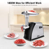 Betitay Electric Meat Grinder Mincer,1800W Max Stainless Steel Sausage Maker Stuffer,Food Processor Machine with Cutting Blade & Plates,Sausage & Kibbe Attachment