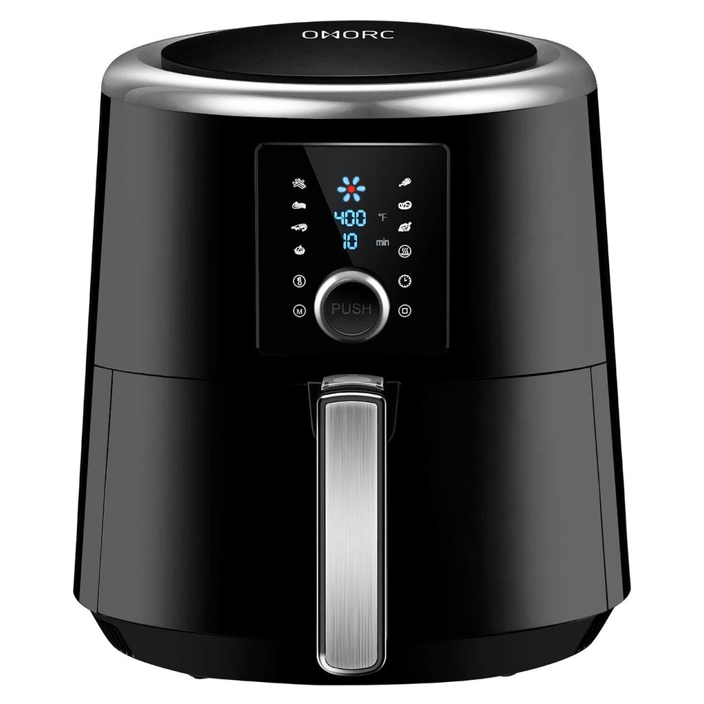 OMORC 6 quart Air Fryer, Air Fryers, 1800W Large Hot Air Fryers & Oilless Cooker of Presets, LED Touchscreen(for Wet Finger)/Roast/Bake/Keep Warm, Dishwasher Safe, Nonstick, 2-Year Warranty(ME122)