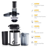 Joerid Juicer, [2019 Upgrade] Centrifugal Juicer Machine, Juice Extractor with Spout Adjustable, Lighter & Powerful, Easy to Clean & BPA-Free, Dishwasher Safe, Included Brush [Black]