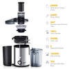 Joerid Juicer, [2019 Upgrade] Centrifugal Juicer Machine, Juice Extractor with Spout Adjustable, Lighter & Powerful, Easy to Clean & BPA-Free, Dishwasher Safe, Included Brush [Black]