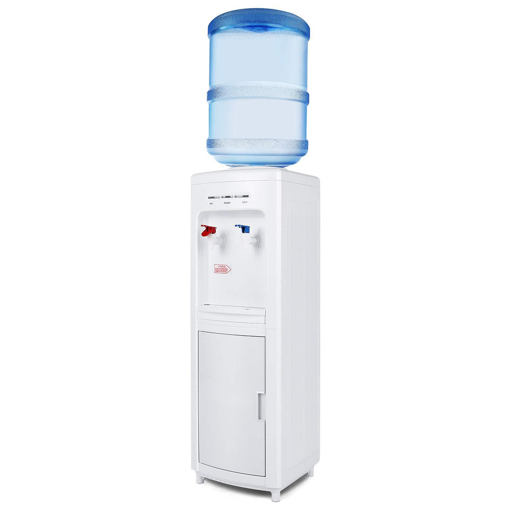 Top Load Electric Water Dispenser Storage 5 Gallon Normal Temperature & Hot Temperature Storage Cabinet White