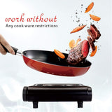 Cusimax 1800W Ceramic Hot Plate, Portable Infrared Burner, 7 Inch Glass Double Burner, Dual Countertop Electric Cooktop, Stainless Steel