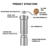 1Zpresso Manual Coffee Grinder E-PRO Series with Adjustable Stainless Steel Burr, Consistency Grinding, Best for Travel&Camping, French Press Coarse to Espresso Fine Grind