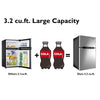 COSTWAY Compact Refrigerator 3.2 cu ft. Unit Small Freezer Cooler Fridge (Grey)