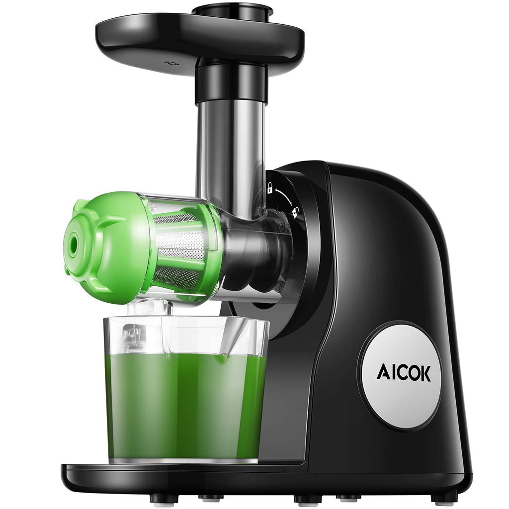 Juicer Machines, Aicok Slow Masticating Juicer Extractor Easy to Clean, Quiet Motor & Reverse Function, BPA-Free, Cold Press Juicer with Brush, Juice Recipes for Vegetables and Fruits