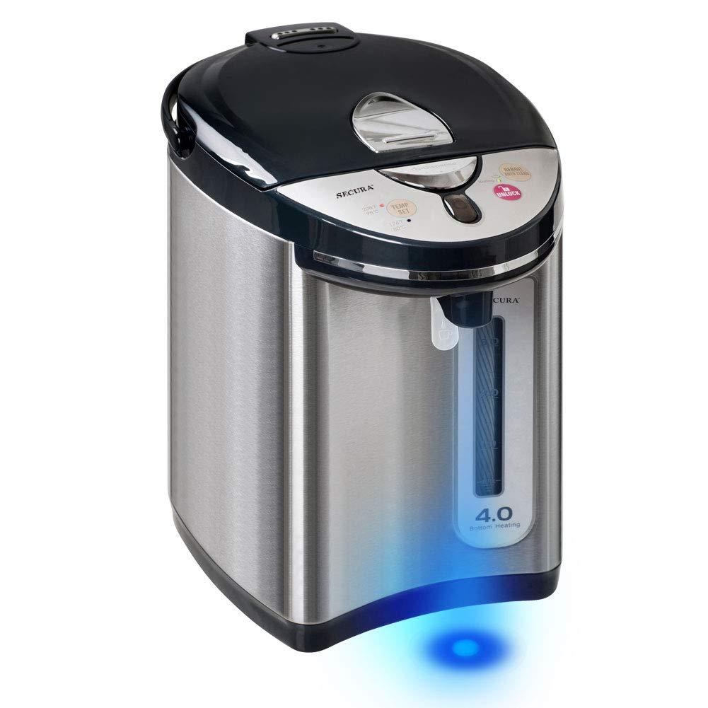 Secura Stainless Steel Water Boiler and Warmer w/Night light | Electric Kettle Water Heater, Tea Pot w/Auto Shut-Off Protection, 4-Quart (2-Year Warranty)