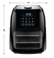 Chefman 6 Liter Digital Fryer+ Rotisserie, Convection Oven 8 Presets to Air Fry, Roast, Dehydrate, Bake & More, BPA-Free, Auto Shut-Off, Accessories Included, XL Family Size, Black,