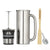 Espro Press P7, Stainless Steel French Press, Double Wall, Vacuum Insulated (6-8 cups, 32 ounce, Brushed) Bundle with Handcrafted Bamboo Paddle, Coffee Scoop