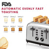 Toaster 4 Slice, Geek Chef Extra Wide Slots Stainless Steel Four Slice Toaster, Bagel/Defrost/Cancel Function 6 Browning Settings Auto Pop-up Remoable Crumb Tray (4-slice)