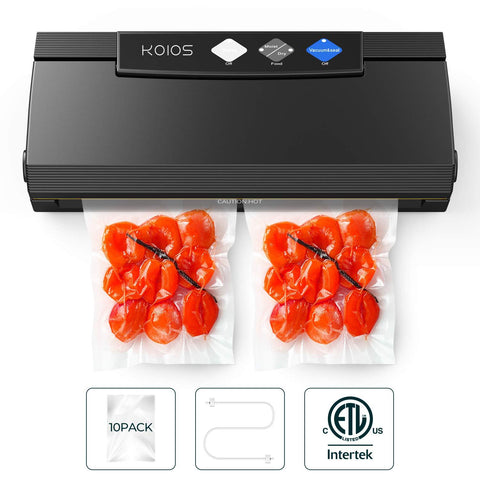 KOIOS Vacuum Sealer Machine, 80Kpa Automatic Food Sealer for Food Savers w/Starter Kit, Dry & Moist Modes, With Up To 40 Consecutive Seals, Compact Design (Black)