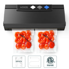 KOIOS Vacuum Sealer Machine, 80Kpa Automatic Food Sealer for Food Savers w/Starter Kit, Dry & Moist Modes, With Up To 40 Consecutive Seals, Compact Design (Black)