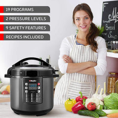 Pressure Cooker Instant Crock 10-in-1 Pot Pro Series 19 Program 6Q with German ThermaV Tech, Cook 2 Dishes at Once, BONUS TEMPERED GLASS LID, Saute, Steamer, Slow, Rice, Yogurt, Sterilizer