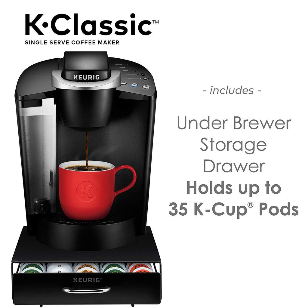 K-Classic Coffee Maker, Black and Under Brewer 35 K-Cup Coffee Pods Storage Drawer