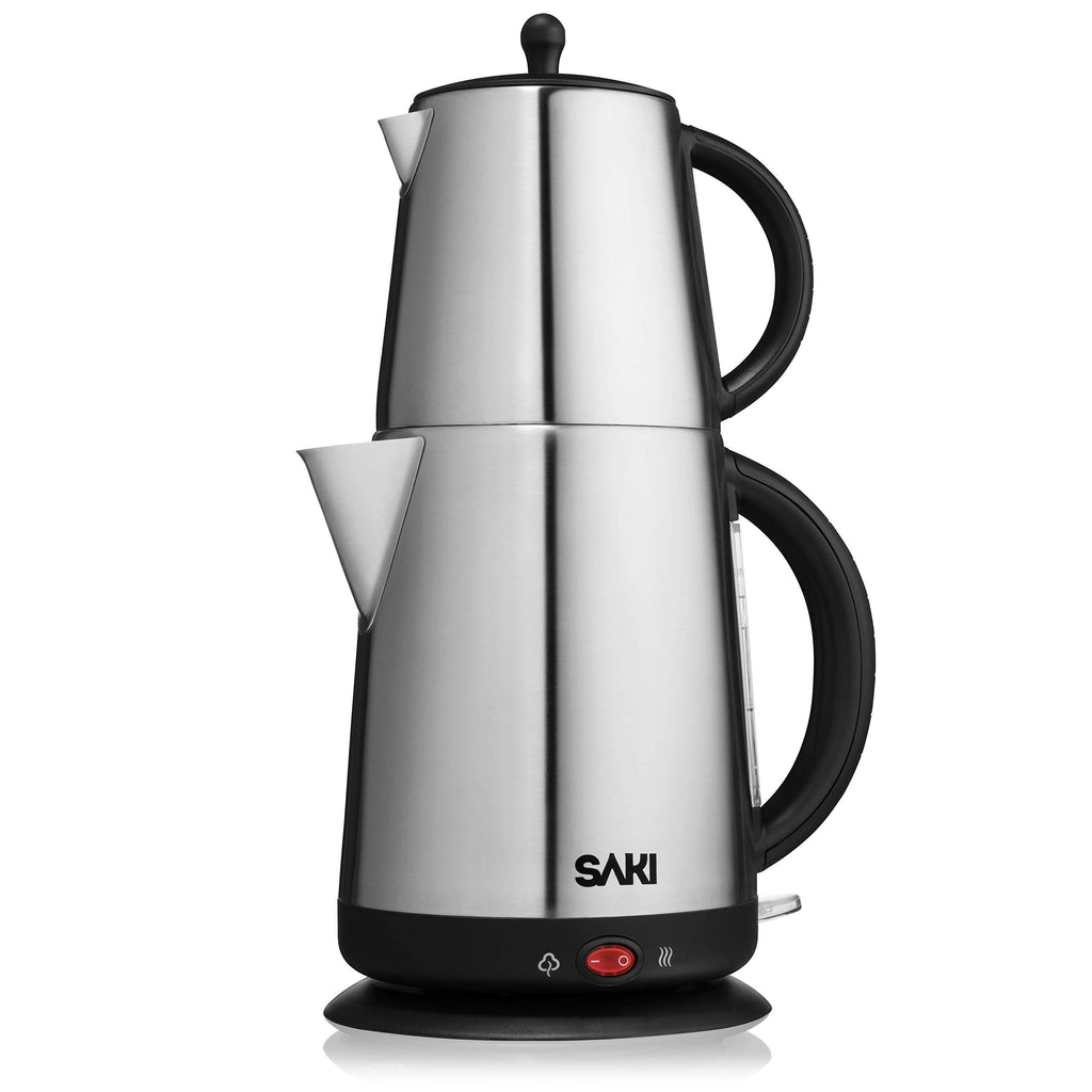 Saki Tea Maker - 1.7 L,110 V -Electric Kettle with Tea Infuser Teapot, Water Heater Thermostat Control, Keep Warm Mode, Stainless Steel, Boil Dry Overheat Protection - 2 in 1 Tea Kettle Boiler Tea Pot