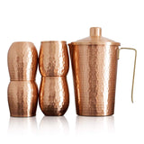 Kosdeg Copper Pitcher With Lid - Including 4 Copper Glasses And 4 Wooden Coasters