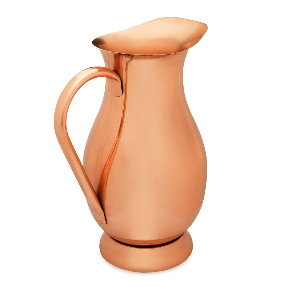 Handcrafted Pure Copper Pitcher (70oz -2 Liter) - Water Jug includes Copper/Brass Lid - For Ayurveda Health