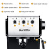 Espresso Machine Barsetto Coffee Machine 15 Bar Stainless Steel Coffee Brewer with Independent Milk Frother Wand for Cappuccino, Latte and Mocha (black)