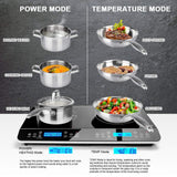 Duxtop 9620LS LCD Portable Double Induction Cooktop 1800W Digital Electric Countertop Burner Sensor Touch Stove