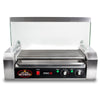 Olde Midway Electric 18 Hot Dog 7 Roller Grill Cooker Machine 900-Watt with Cover - Commercial Grade (Оne Расk)