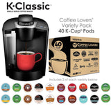 Keurig K-Classic Coffee Maker with Coffee Lover's 40 ct K-Cup Pods Variety Pack, Black