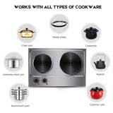 Cusimax 1800W Double Hot Plate, Stainless Steel Countertop Burner Portable Electric Double Burners Electric Cast Iron Hot Plates Cooktop, CMHP-C180