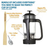 Espro P3, Glass French Press Coffee Maker (6-8 cups, 32 ounce) Thick and Durable Glass Carafe, Coffee Micro-Filter, Bundle with Handcrafted Coffee Paddle, 1 tbs. Coffee Scoop