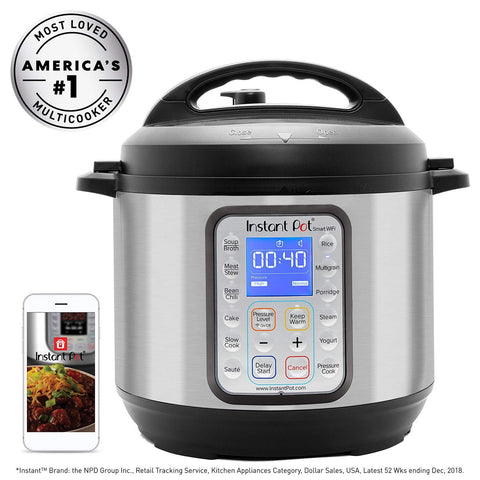 Instant Pot Smart WiFi 6 Quart Multi-use Electric Pressure, Slow, Rice Cooker, Yogurt, Cake Maker, Sauté, Steamer and Warmer, Silver