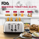 Toaster 4 Slice, Geek Chef Extra Wide Slots Stainless Steel Four Slice Toaster, Bagel/Defrost/Cancel Function 6 Browning Settings Auto Pop-up Remoable Crumb Tray (4-slice)