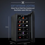 Ivation 18 Bottle Thermoelectric Red And White Wine Cooler/Chiller Counter Top Wine Cellar with Digital Temperature Display, Freestanding Refrigerator Smoked Glass Door Quiet Operation Fridge