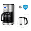 Aicok Coffee Maker, 12 Cup Best Coffee Maker with Coffee Pot, Programmable Coffee Maker with Timer and Reusable Mesh Filter, Stainless Steel