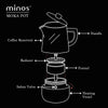 Minos Moka Pot Espresso Maker - 6 cups - 10 fl oz - Stainless Steel And Heatproof Handle - Suitable for Gas, Electric And Ceramic Stovetops