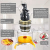 Masticating Juicer Machines, Hethtec Cold Press Juice Extractor with Large Dual-Chute and Clean Brush for Fruits and Vegetables, High Yield, BPA-Free, 60R/M, 150W