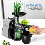 Juicer Machines, Oneisall Slow Masticating Juicer Extractor Easy to Clean, Tritan & BPA-Free, Anti-Drip and 5 Mode Adjustment, Cold Press Juicer with Quiet Motor, Recipes for Vegetables and Fruits