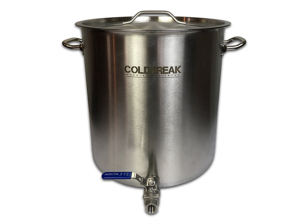 Coldbreak 10 Gallon Brewing Kettle (40 Quart) with Ball Valve, Stock Pot, Stainless Steel with Aluminum Core Bottom (Tri-clad), Heavy Duty, Includes Lid